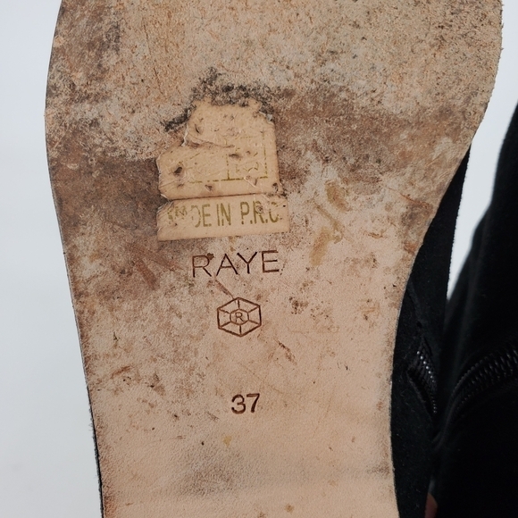 Raye Triple Leather Buckle Black Suede Booties 37 - Picture 7 of 10